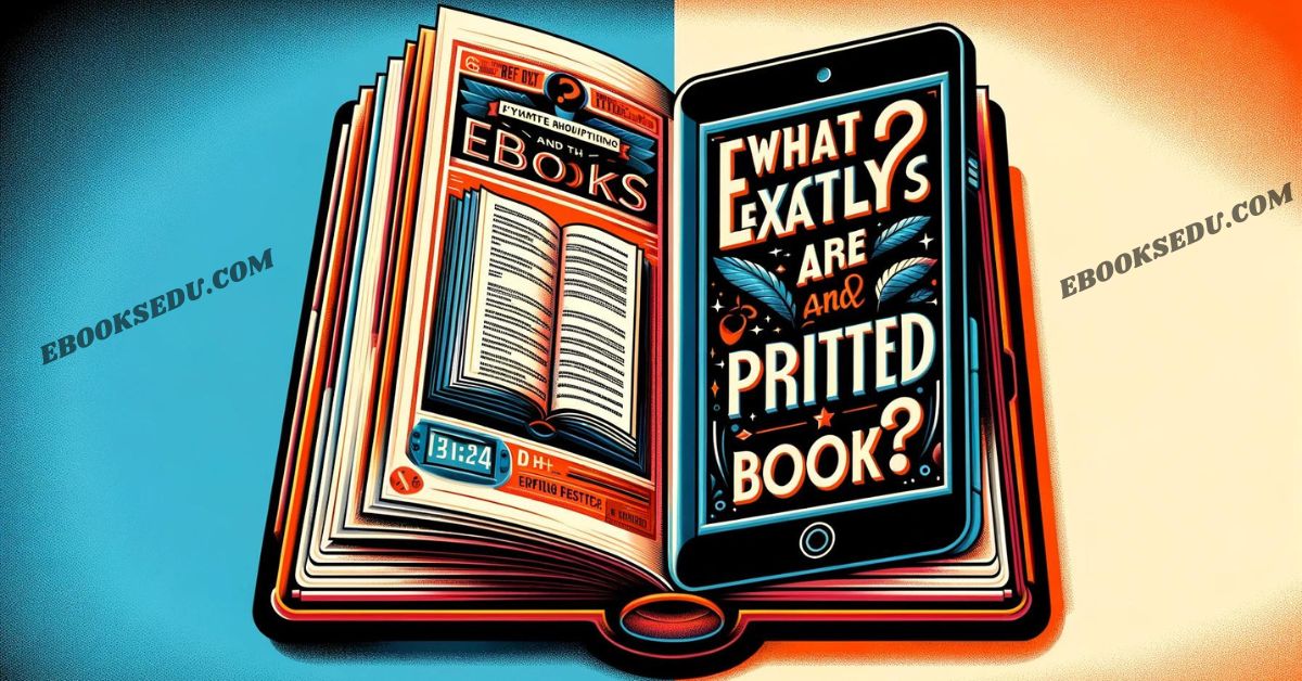 I was hoping you could make me an image of this title with size 1200 plus 628 and add this title to this image."What Exactly Are eBooks and Printed Books?"

